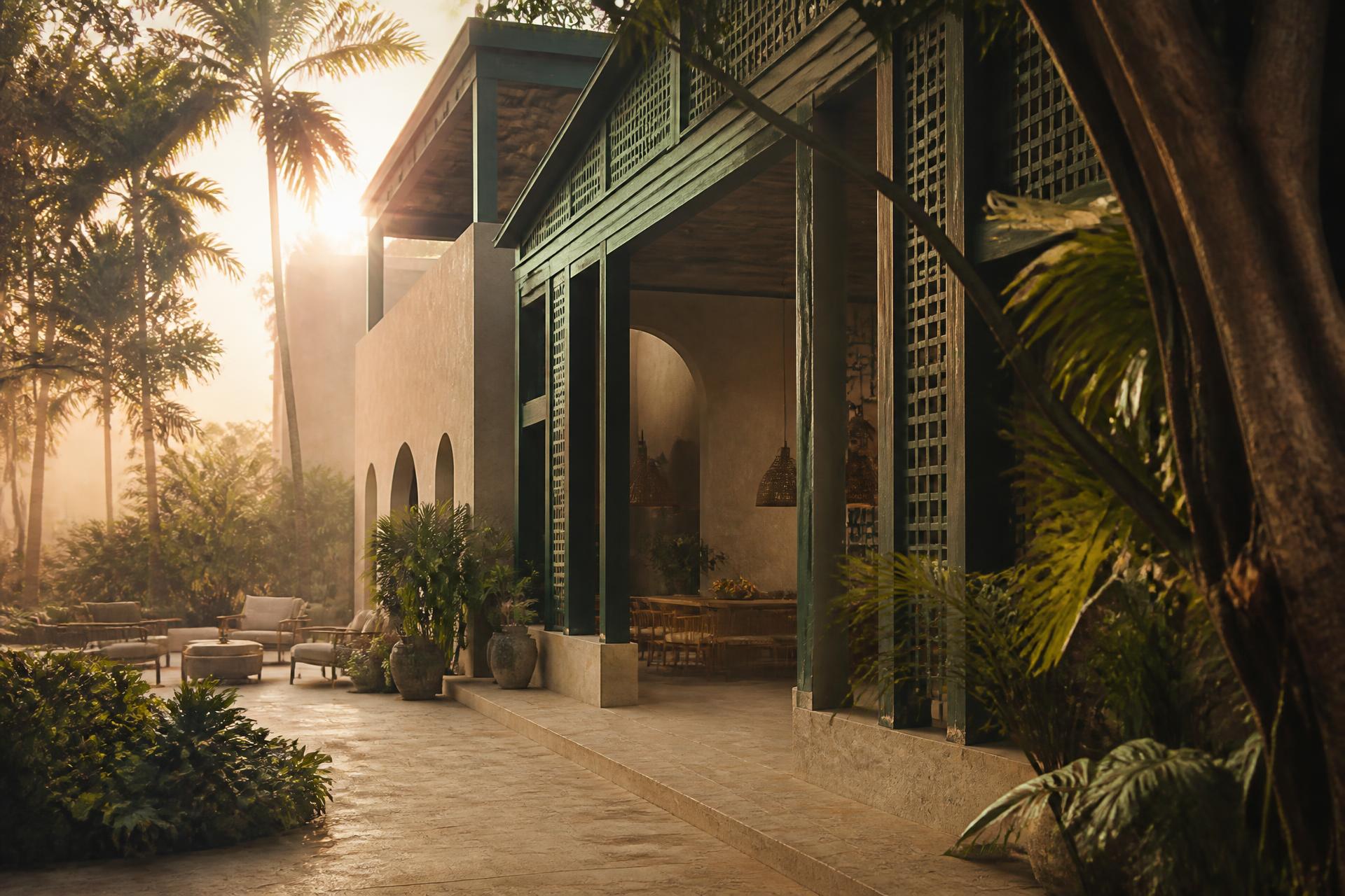 House of KŌ flagship breakfast house at golden morning light